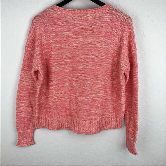 NWT LOFT Size L Marled Elliptical Hem Sweater Pink - Picture 5 of 6